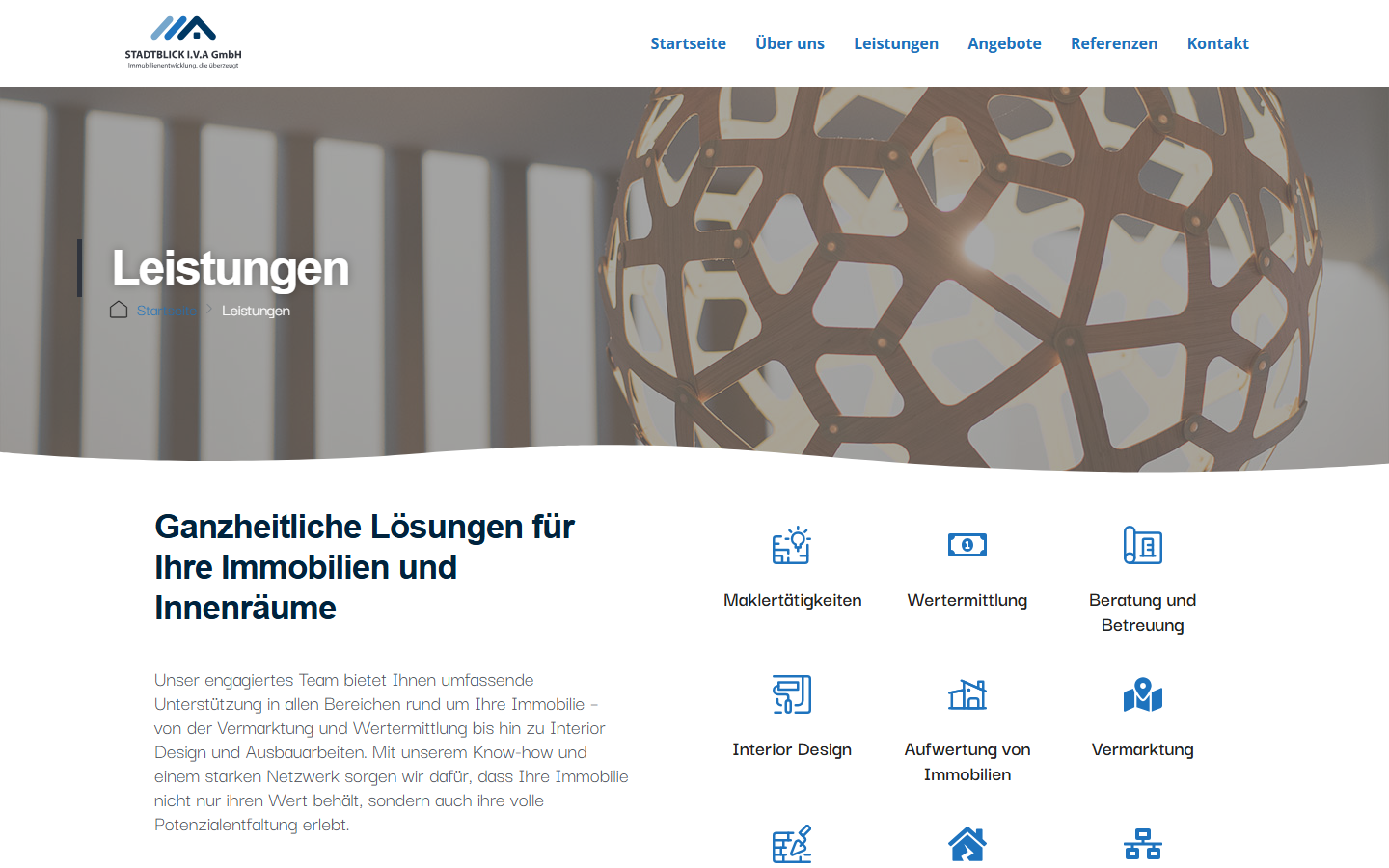 Website für Stadtblick IVA Immobilienentwicklung Einblick 2